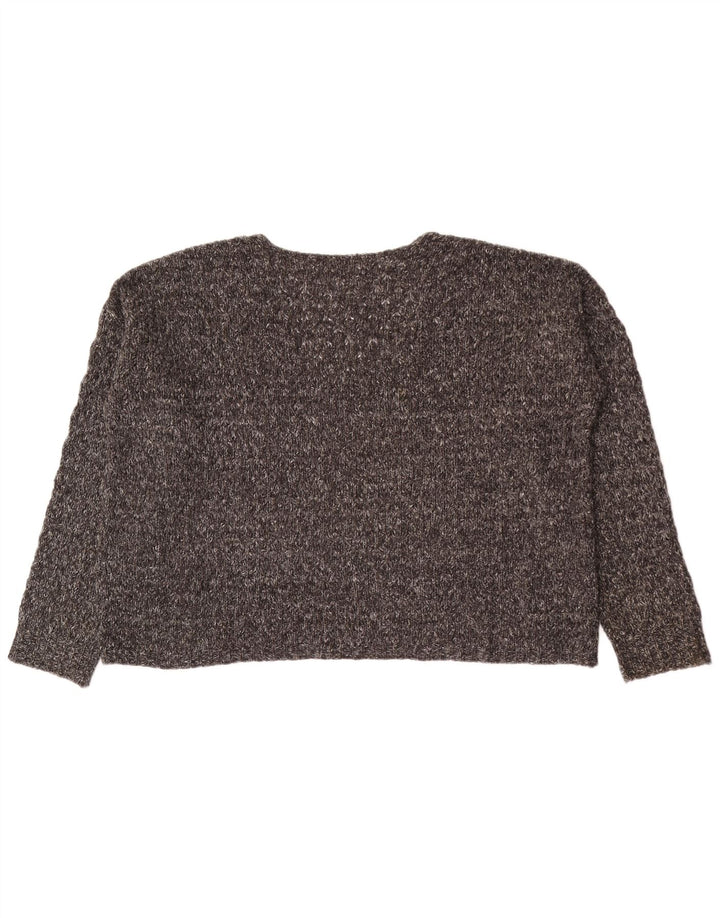 Maglione corto con scollo a V oversize da donna Zara UK 14 Grigio medio screziato