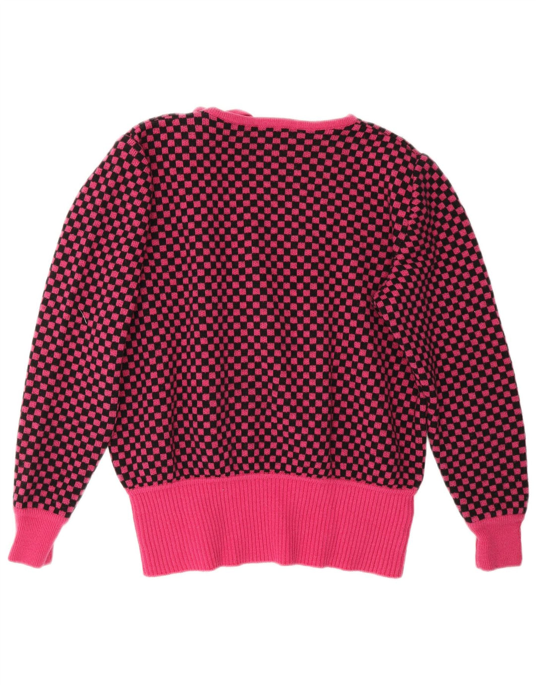 Maglione da donna Valentino con scollo a barca IT 46 Large in lana a quadretti rosa