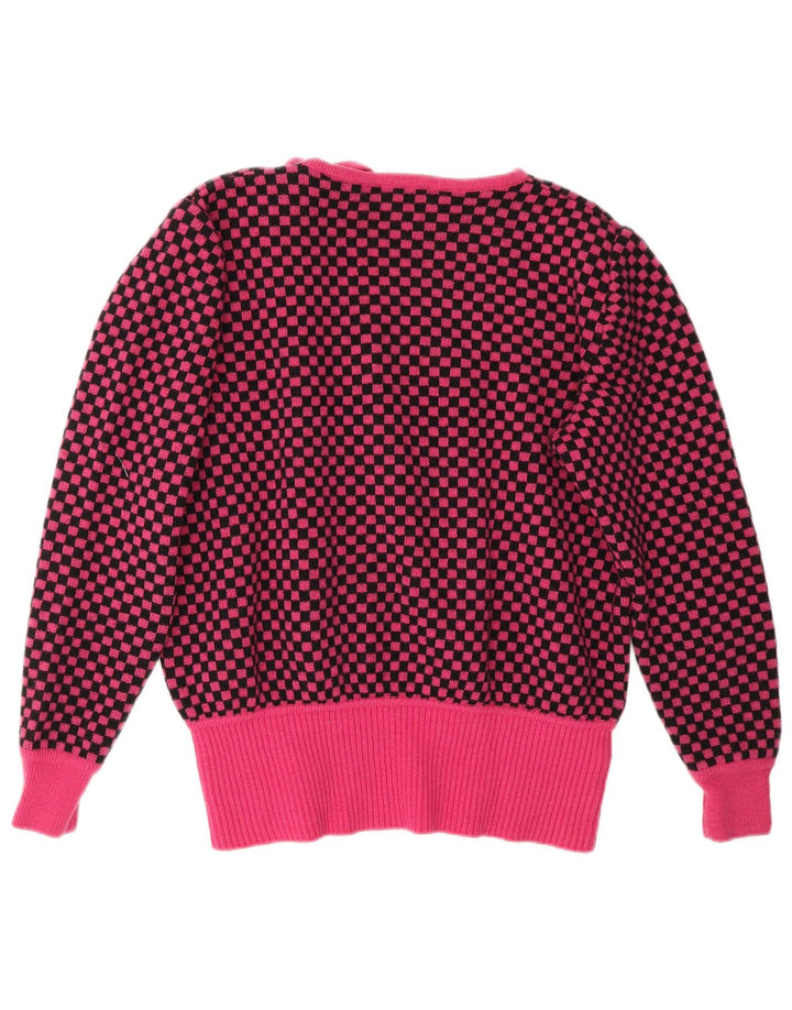 Maglione da donna Valentino con scollo a barca IT 46 Large in lana a quadretti rosa