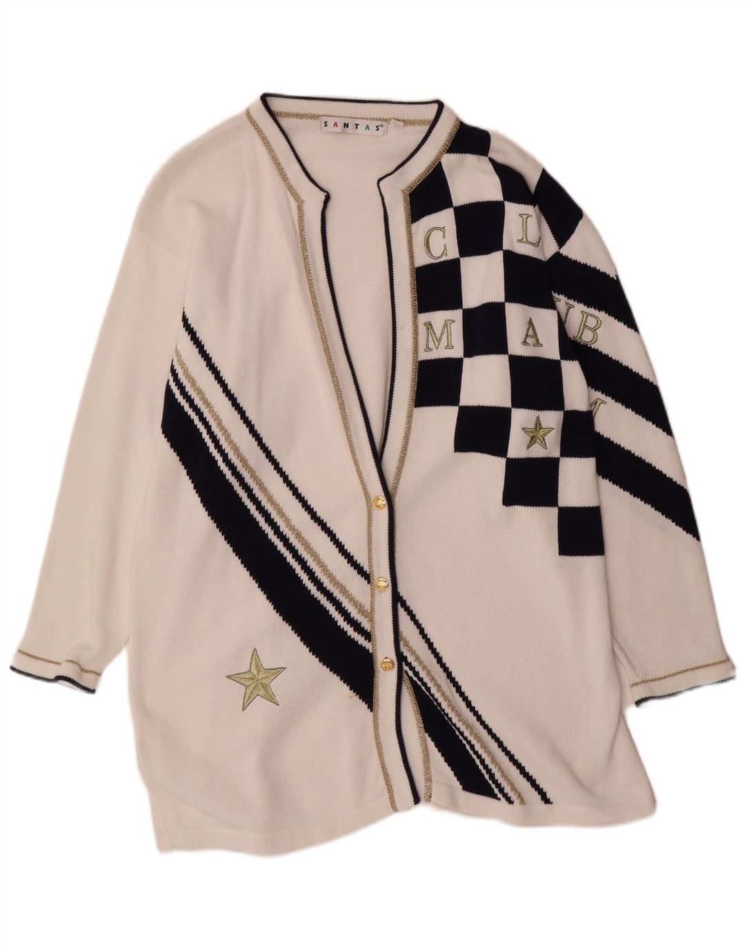Maglione cardigan lungo oversize da donna VINTAGE UK 14 bianco medio
