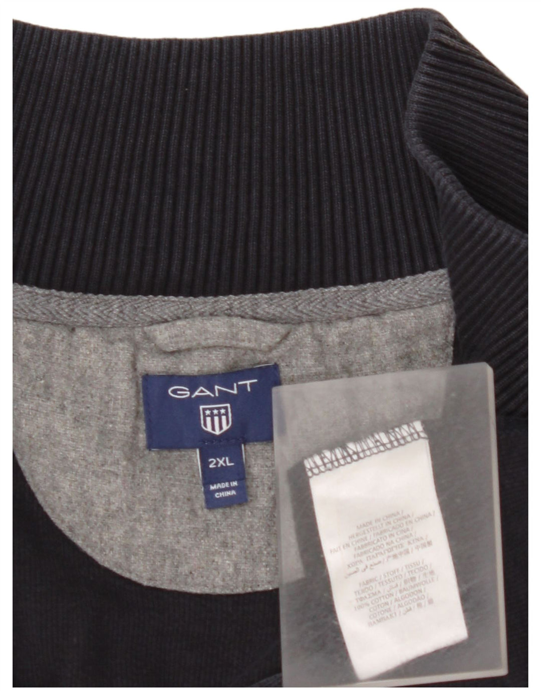 GANT Felpa da uomo con collo con zip, maglione 2XL, cotone blu navy