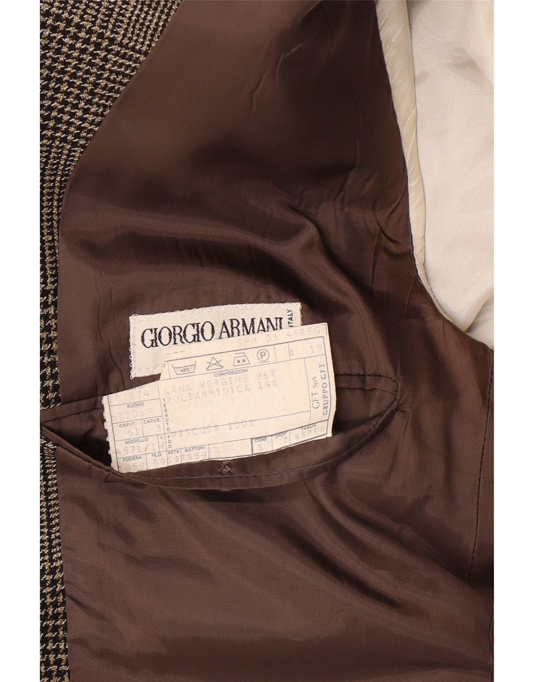 GIORGIO ARMANI Giacca Blazer da Uomo a 2 Bottoni IT 48 a quadri Marrone Medio