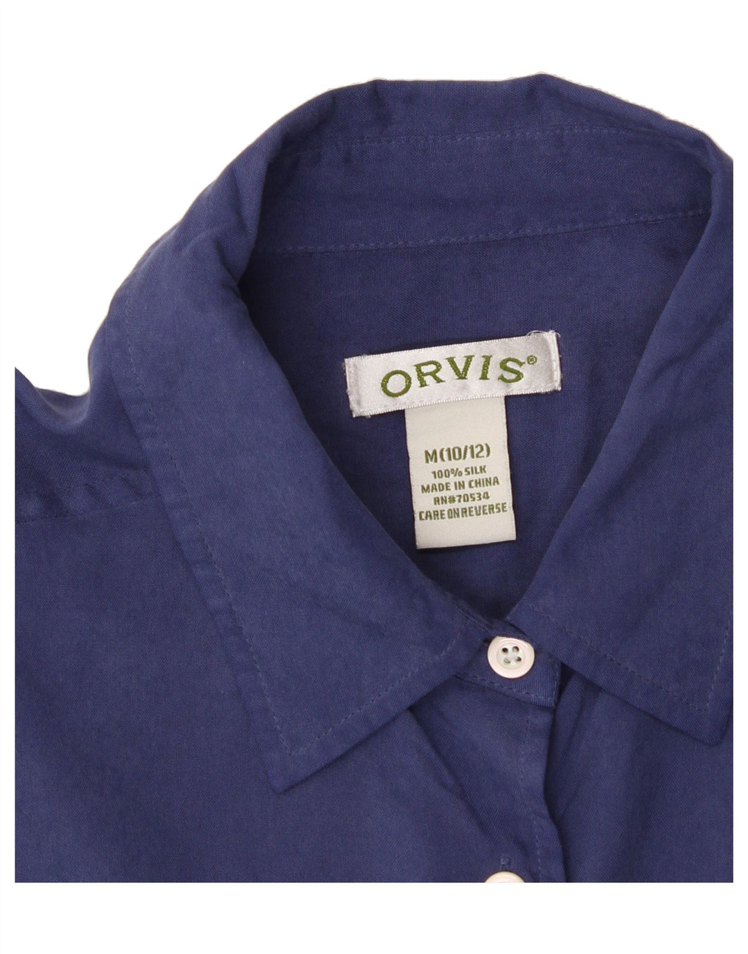 ORVIS Womens Shirt US 10/12 Medium Blue Silk Vintage Orvis and Second-Hand Orvis from Messina Hembry 