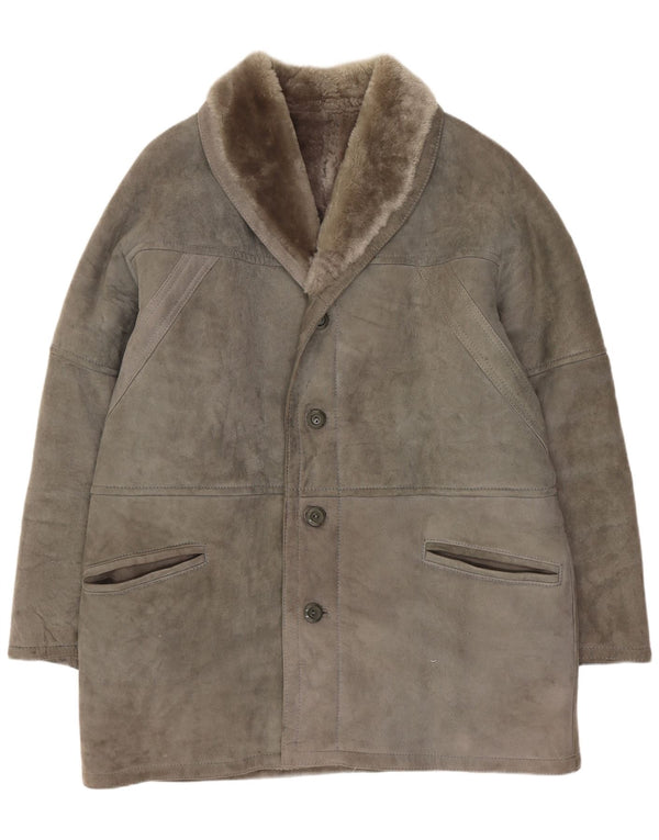 Giacca in shearling vintage da uomo EU 50 Shearling grigio grande