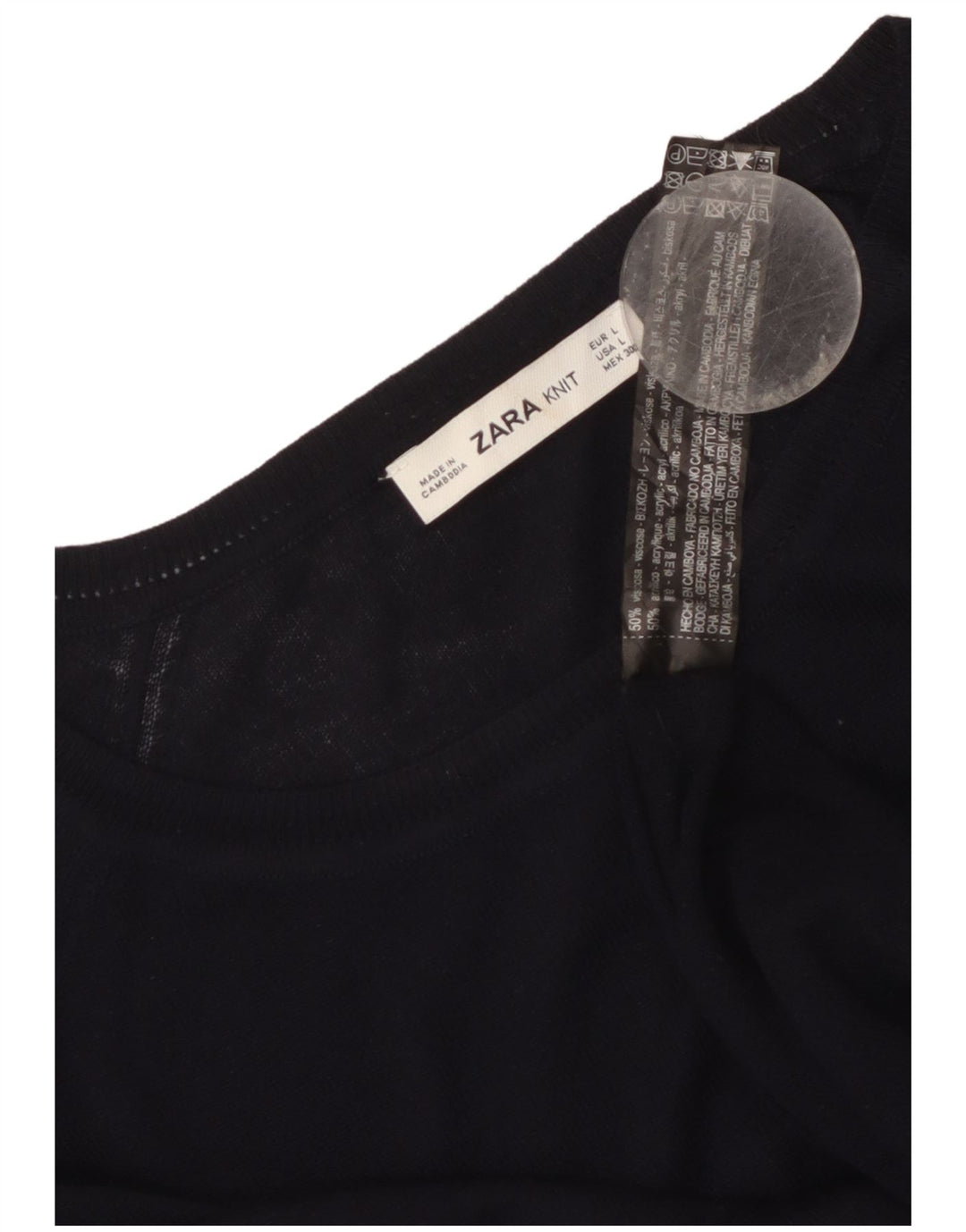 Maglione ZARA da donna con scollo a barca UK 16 grande viscosa nera