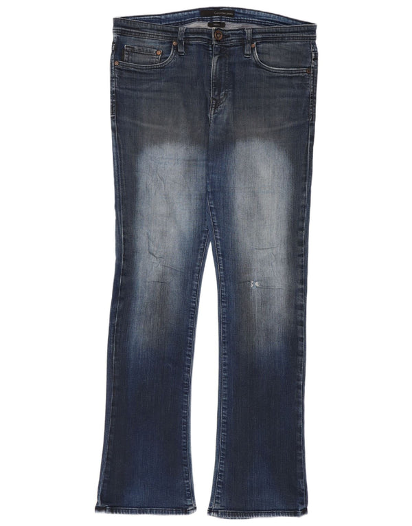 Jeans skinny bootcut da donna Calvin Klein lavaggio acido W34 L32 Blu