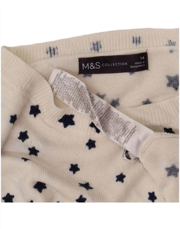 Maglione maglione con scollo a barca da donna Marks & Spencer UK 14 grande bianco