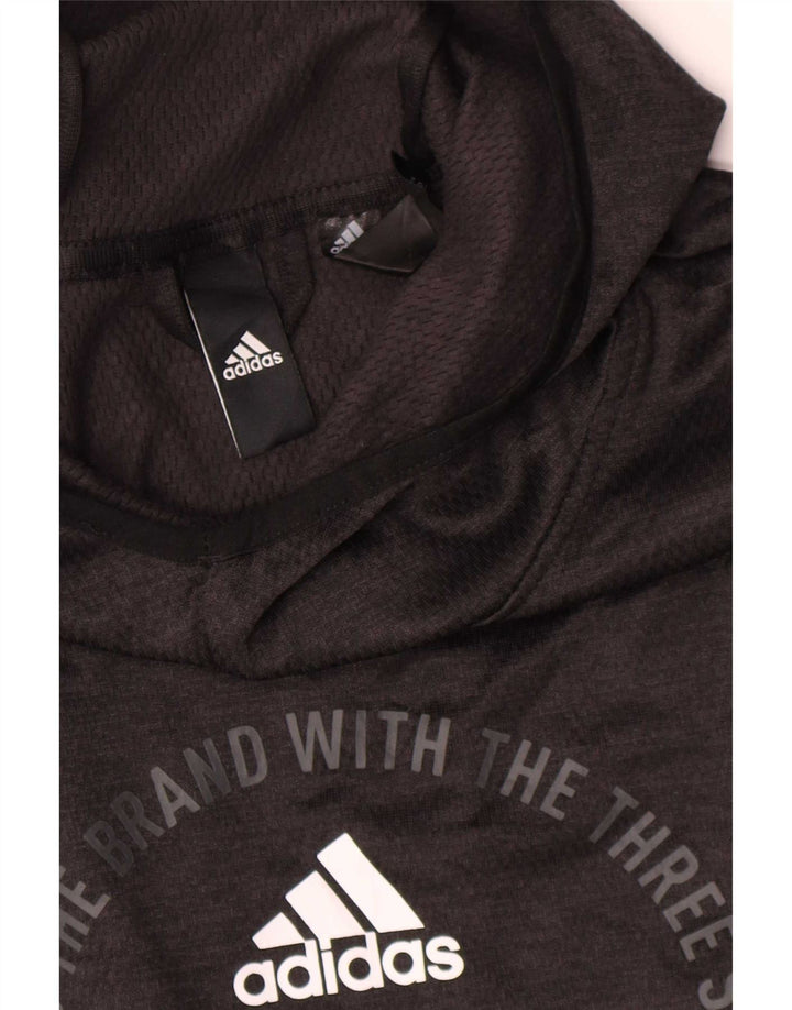 Felpa con cappuccio grafica Adidas Climawarm da uomo, media, in poliestere nero