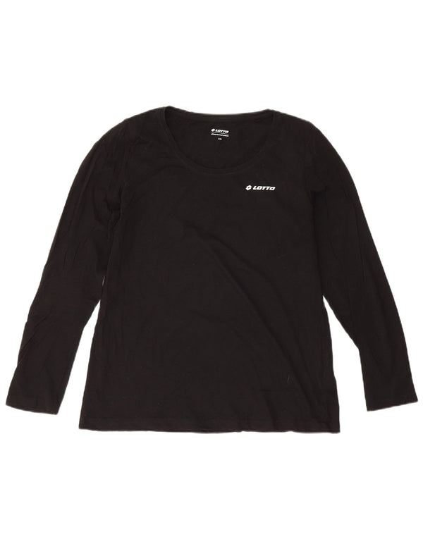 Top oversize da donna Lotto manica lunga UK 10 piccolo cotone nero