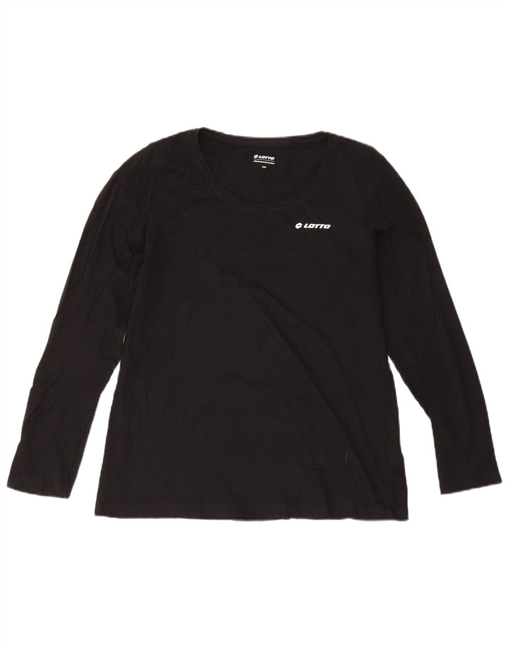 Top oversize da donna Lotto manica lunga UK 10 piccolo cotone nero