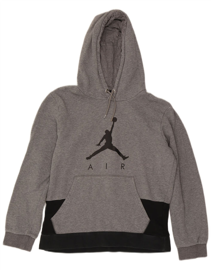 Felpa con cappuccio grafica da uomo Jordan, cotone color block grigio medio