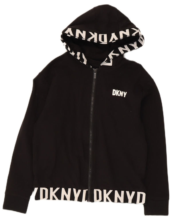 Maglione con cappuccio grafico Dkny Boys Crop 7-8 anni in viscosa nera