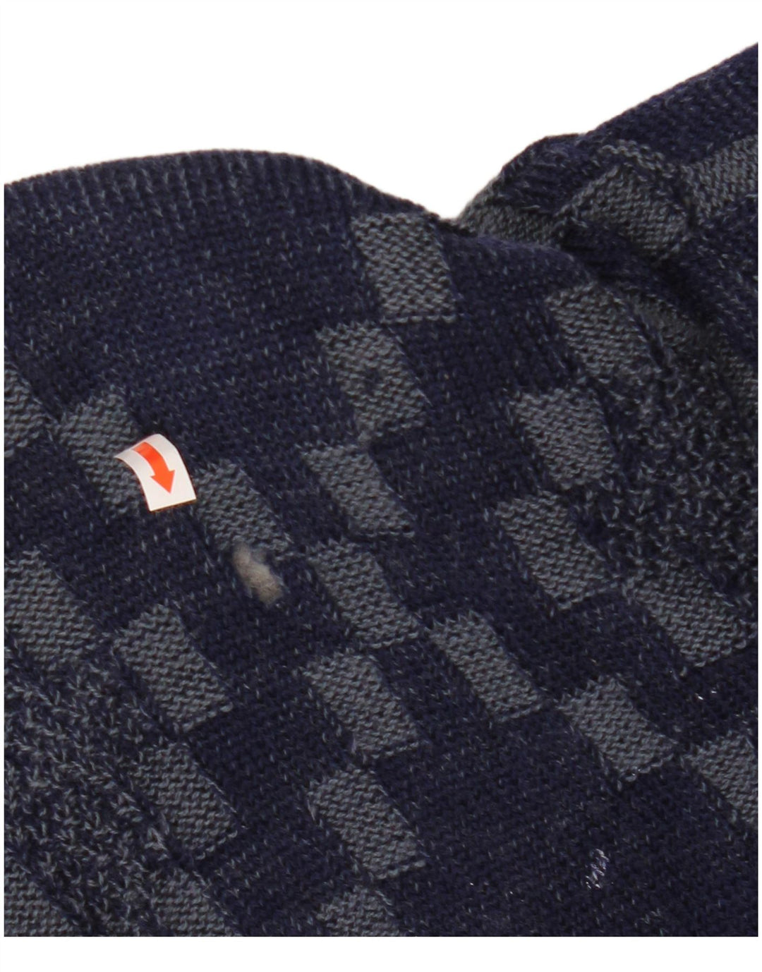 Maglione cardigan da uomo VINTAGE grande viscosa geometrica blu navy