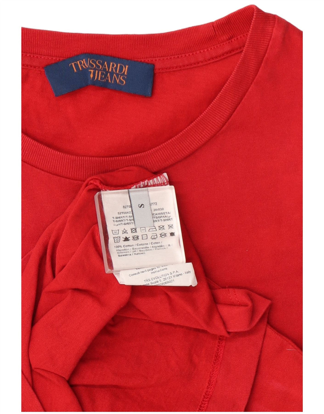 T-shirt grafica da uomo Trussardi Jeans Top Small in cotone rosso