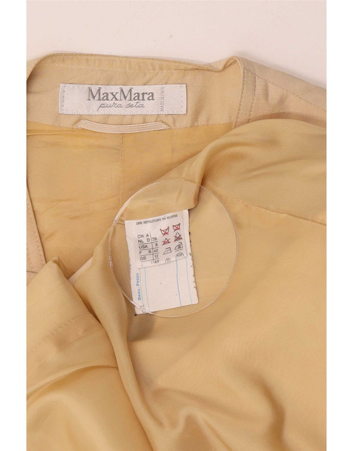 Giacca blazer a 2 bottoni da donna Max Mara UK 12 Seta beige medio