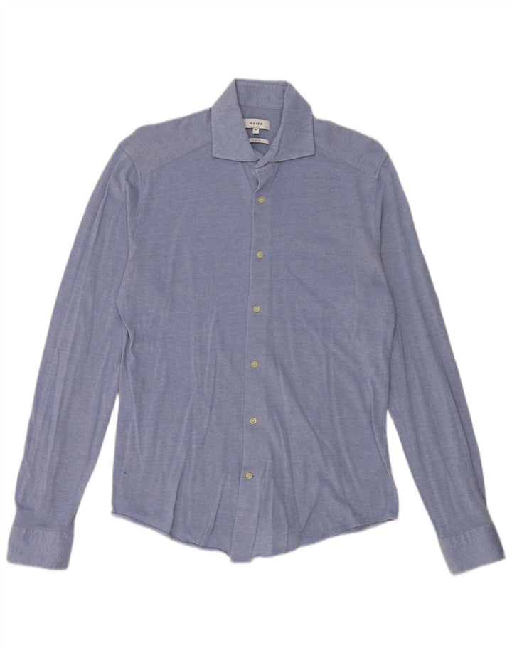 Camicia Reiss Slim Fit da uomo in cotone blu medio