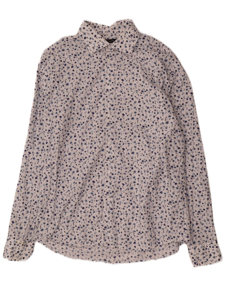 Camicia Calliope da uomo vestibilità regolare 2XL cotone floreale bianco