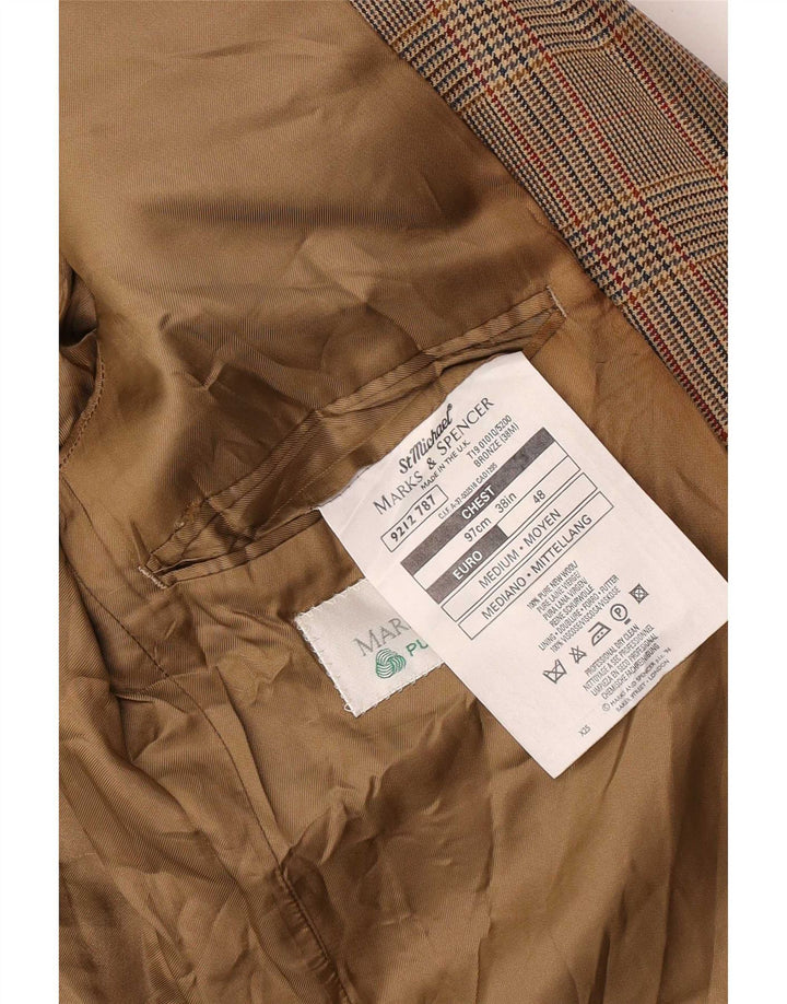 Giacca blazer a 2 bottoni da uomo Marks & Spencer UK 38 Pied de poule beige medio