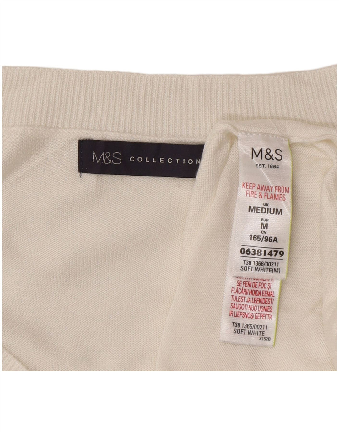 Maglione con scollo a V da donna Marks & Spencer UK 14 Medio bianco floreale