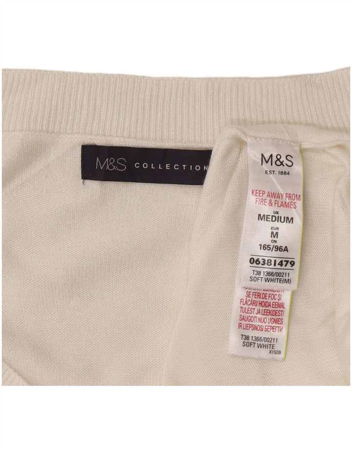 Maglione con scollo a V da donna Marks & Spencer UK 14 Medio bianco floreale
