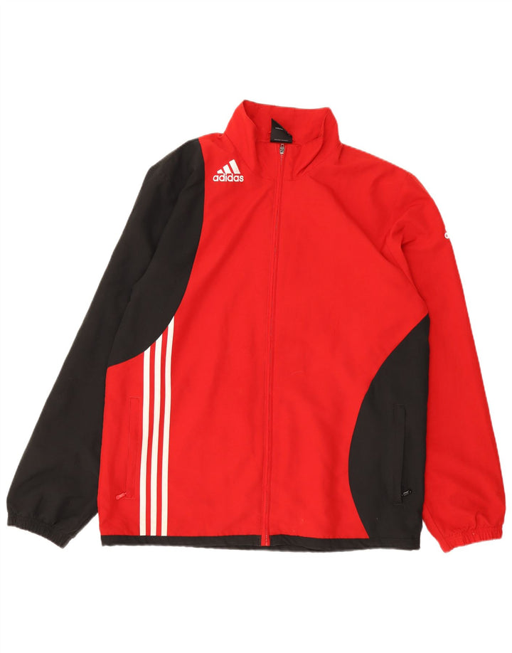 Giacca da tuta da uomo Adidas UK 42/44 Large Rosso Colourblock Poliestere