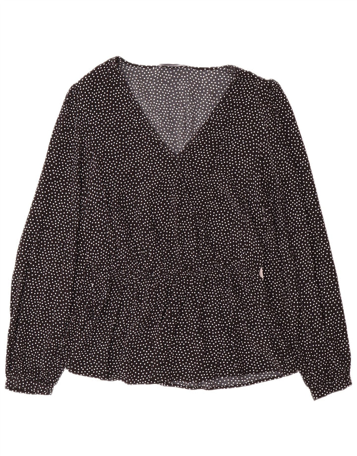 Camicetta a maniche lunghe da donna Marks & Spencer UK 12 medio nero maculato