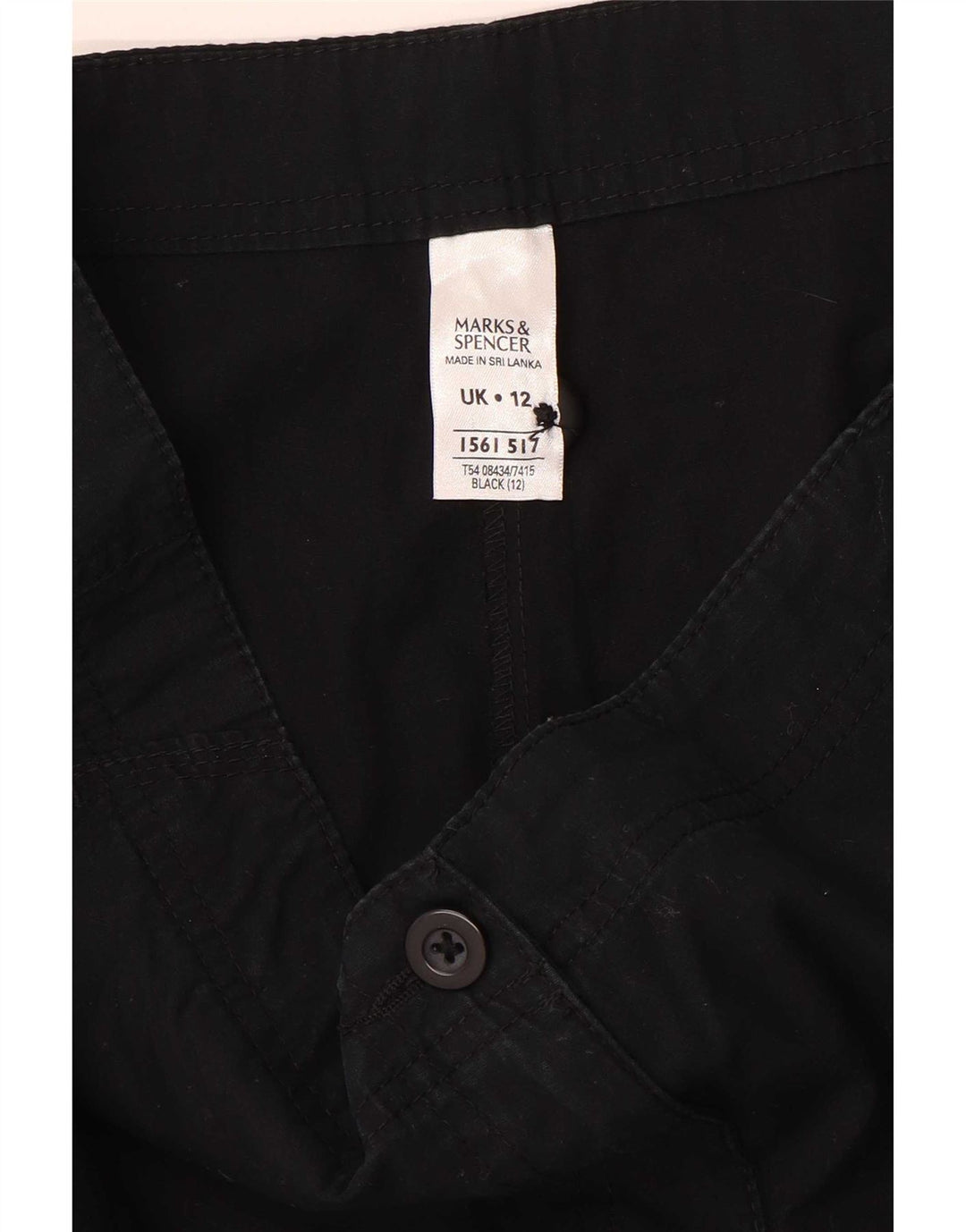 Pantaloncini casual da donna Marks & Spencer UK 12 medi W30 cotone nero
