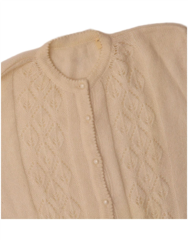 Maglione cardigan da donna VINTAGE UK 14 Mohair bianco sporco medio