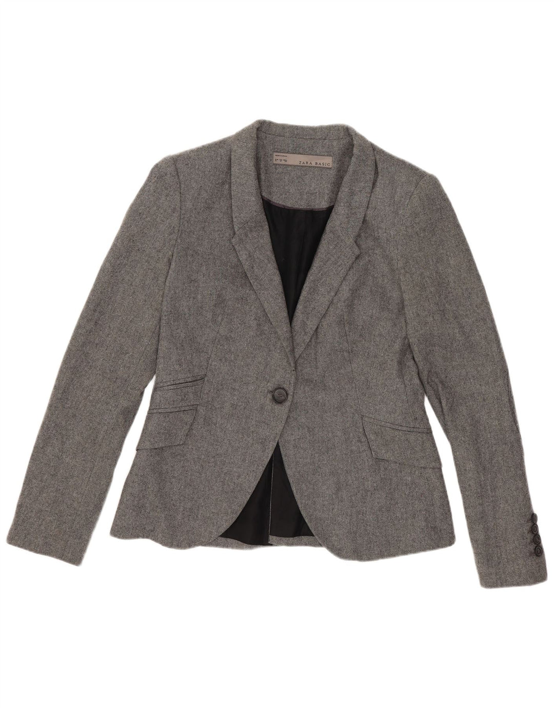 Giacca blazer a 1 bottone da donna Zara UK 12 Viscosa grigio medio