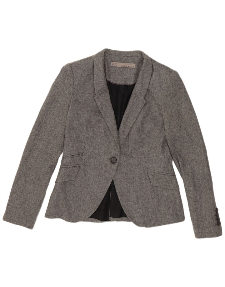 Giacca blazer a 1 bottone da donna Zara UK 12 Viscosa grigio medio