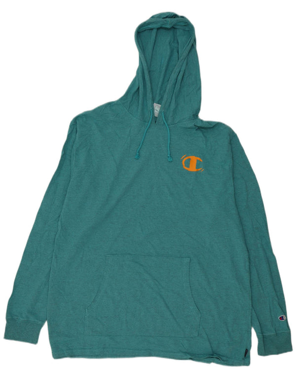 Champion Top da uomo con cappuccio grafico a maniche lunghe 2XL in cotone blu