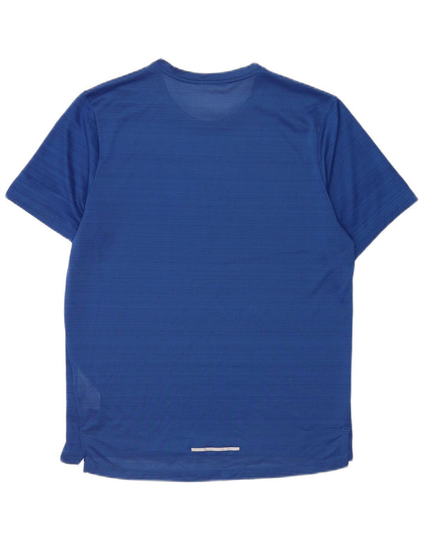 T-shirt Nike da uomo Dri Fit, top in poliestere a righe blu medio