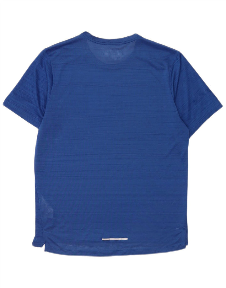 T-shirt Nike da uomo Dri Fit, top in poliestere a righe blu medio