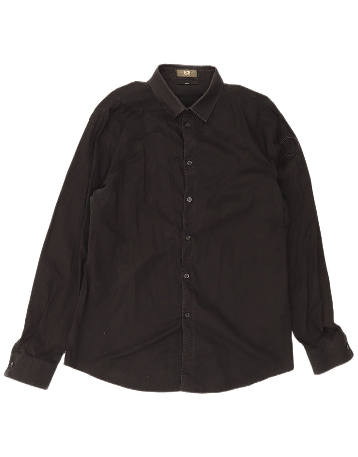Camicia slim fit da uomo Iceberg XL in cotone nero