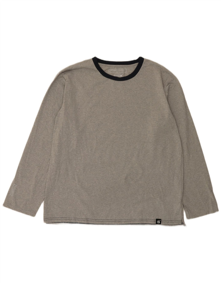 The White Company Maglia da uomo a maniche lunghe grande in poliestere color block grigio