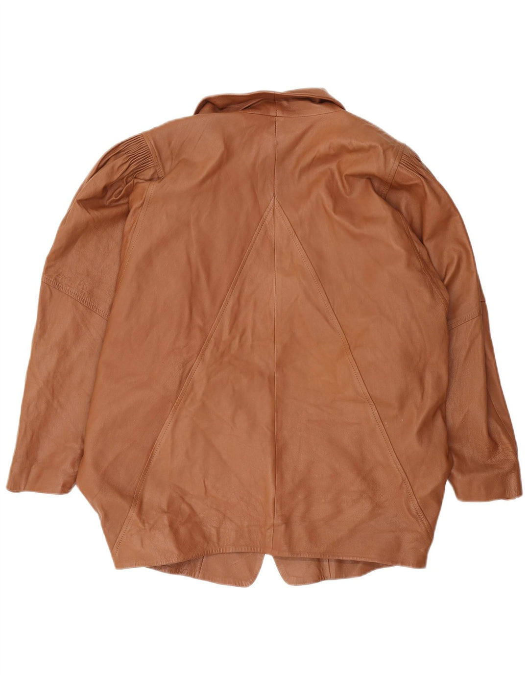 Giacca blazer in pelle da donna vintage a 1 bottone UK 16 grande marrone