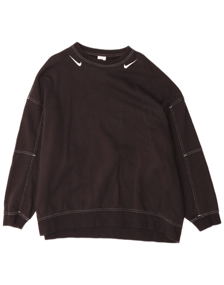 Felpa oversize con grafica Nike da uomo, maglione, cotone nero medio