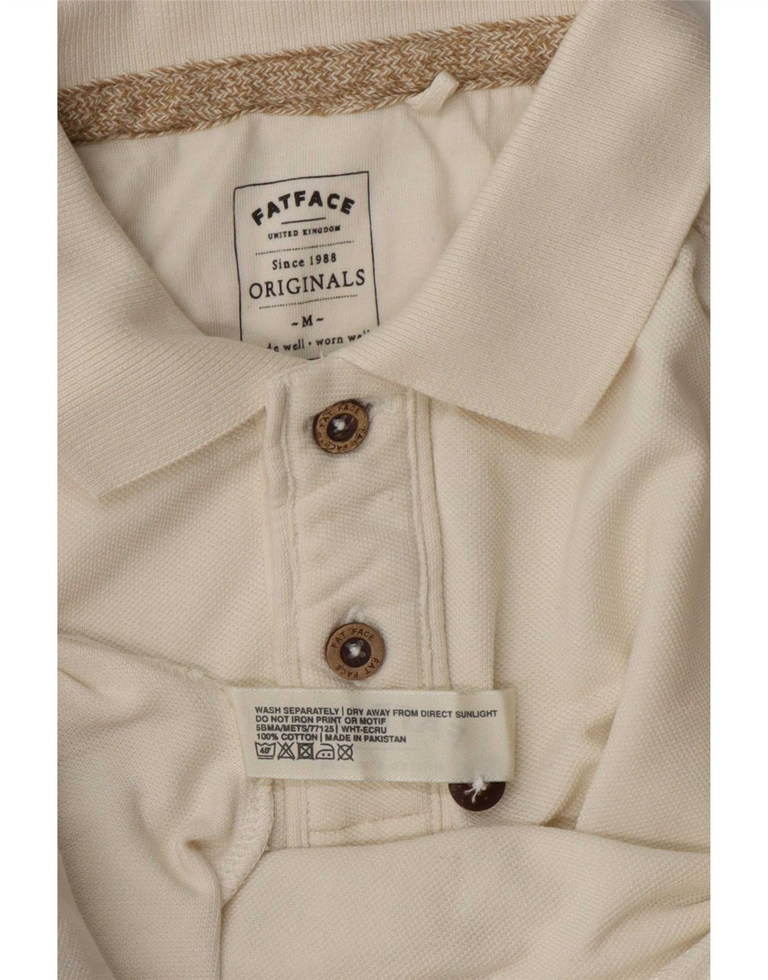 Polo da uomo Fat Face in cotone bianco sporco medio