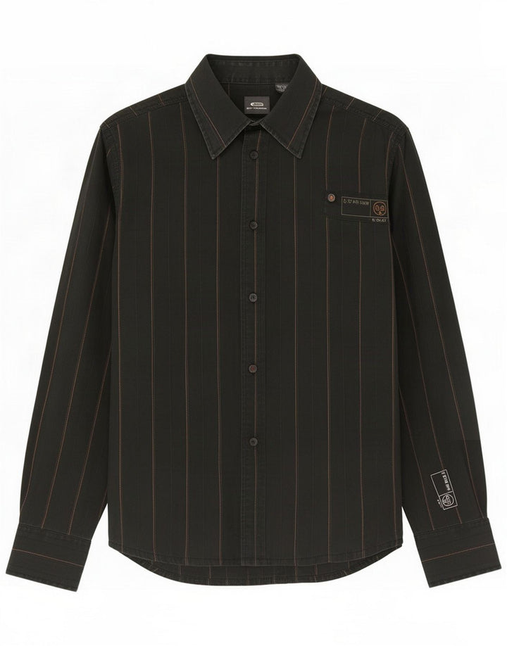 G-Star Camicia grafica da uomo in cotone a righe nere medie