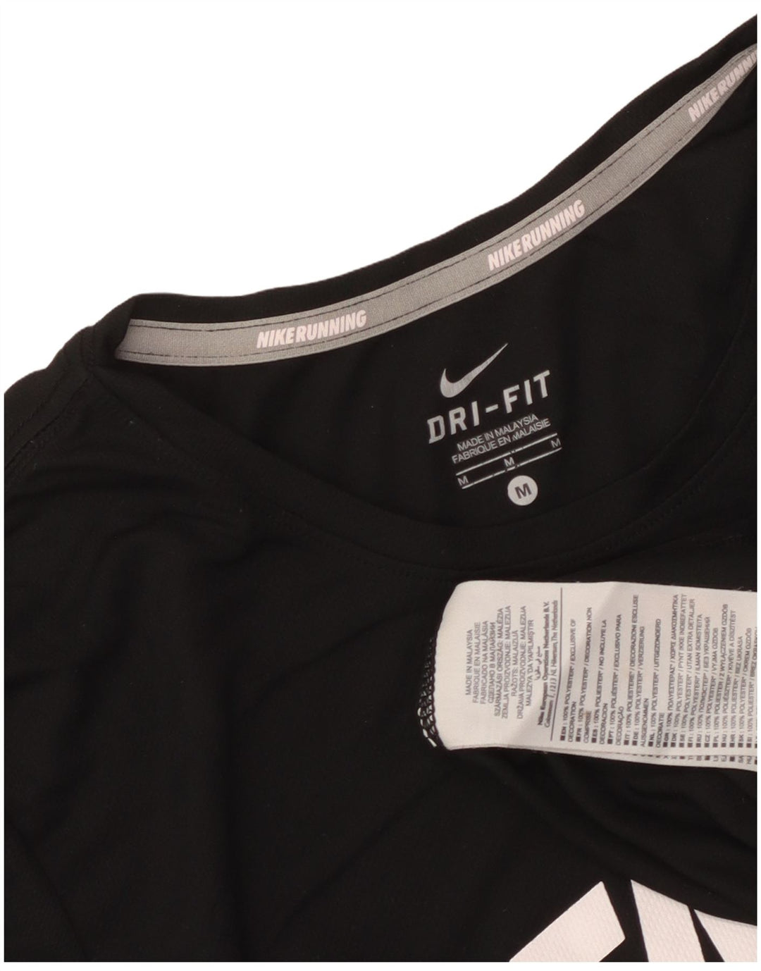 T-shirt grafica da donna Nike Dri Fit Top UK 12 medio nero poliestere