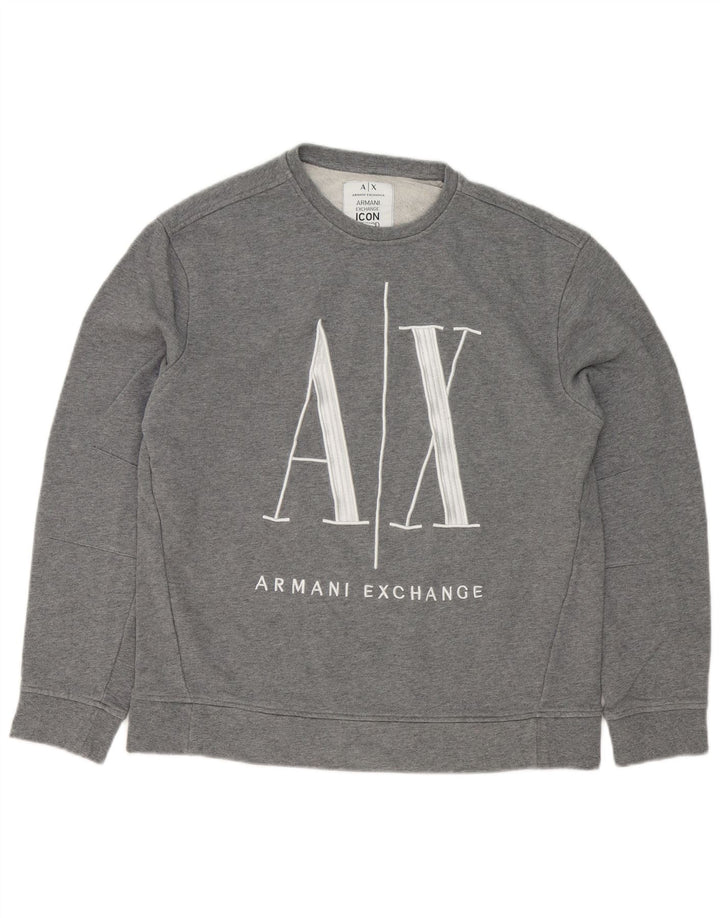 Armani Exchange Felpa grafica da uomo in cotone grigio medio