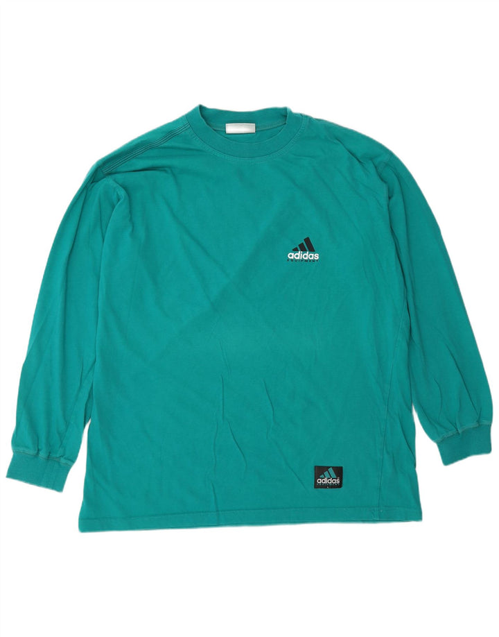 Adidas Uomo Top Manica Lunga UK 44/46 Grande Blu