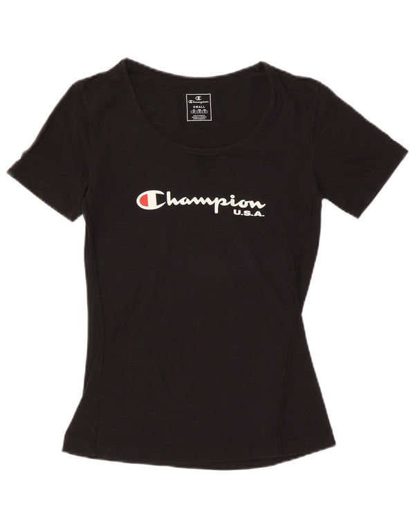 T-shirt grafica da donna CHAMPION Top UK 10 piccola nera