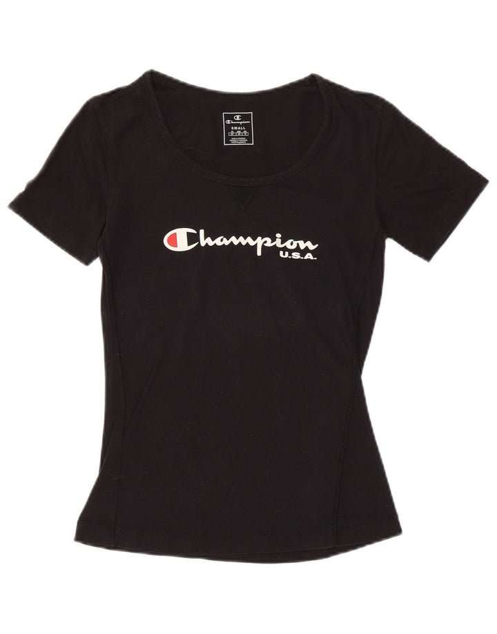 T-shirt grafica da donna CHAMPION Top UK 10 piccola nera