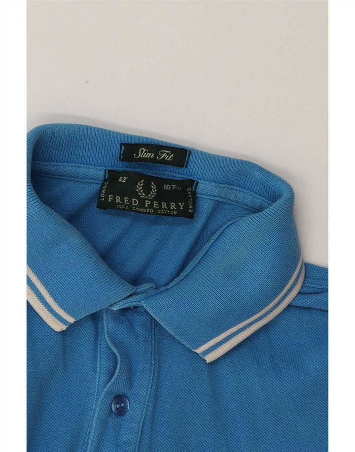 Polo da uomo slim fit Fred Perry piccola in cotone blu