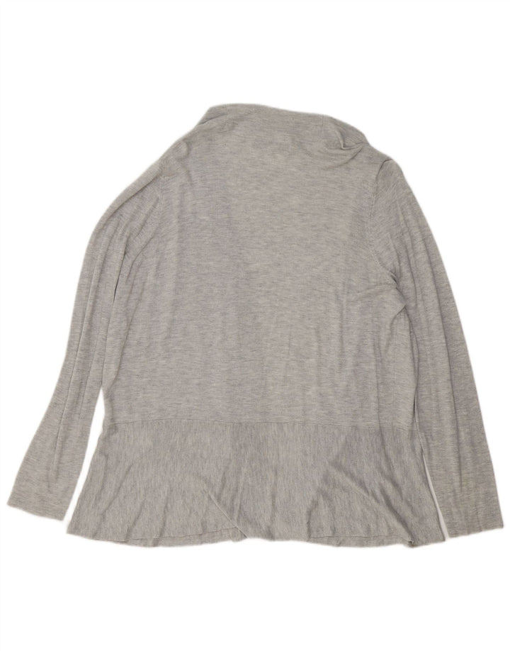 MARKS & SPENCER Maglione cardigan aperto da donna UK 20 2XL Grigio chiazzato