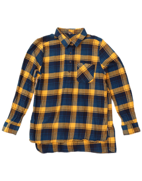 EDDIE BAUER Camicia pullover da donna in flanella UK 12 Cotone a quadri blu medio