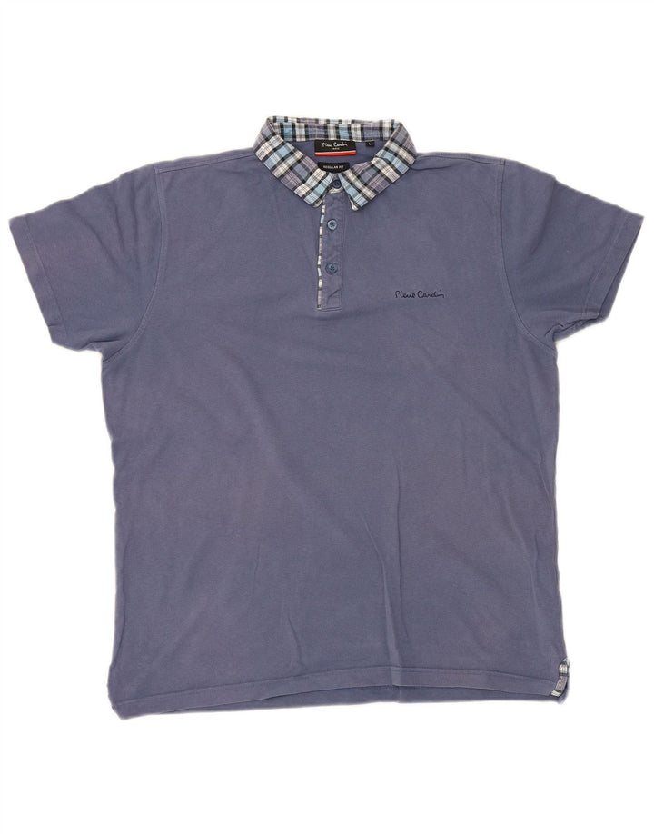 Polo da uomo dalla vestibilità regolare Pierre Cardin, in cotone a quadri blu grandi