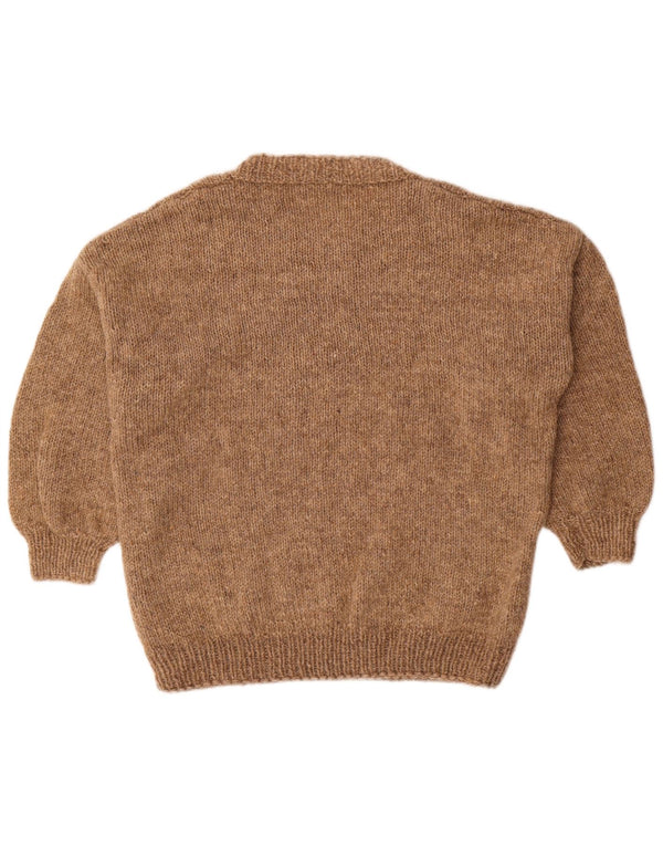 Maglione maglione vintage da donna con scollo a barca UK 16 grande marrone