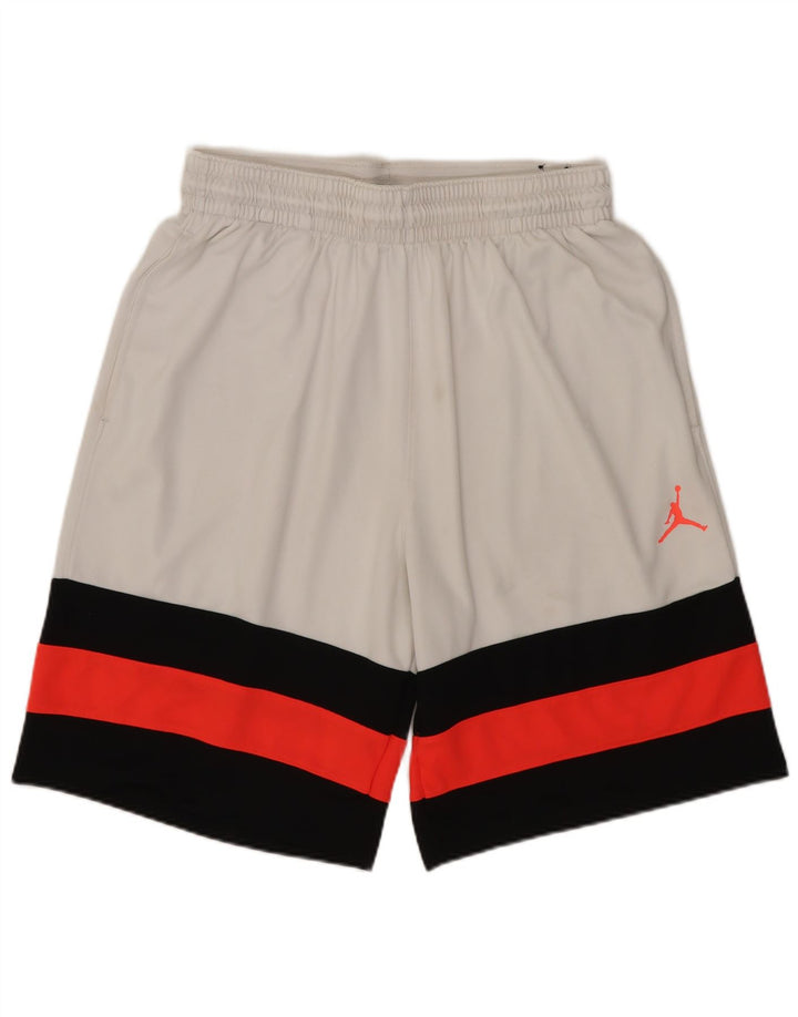 Pantaloncini sportivi Jordan da uomo, poliestere color block bianco medio